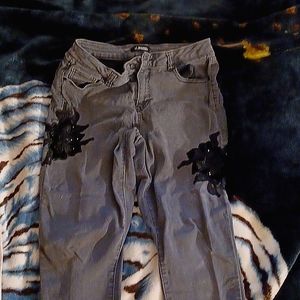 d.jeans Black Jeans with black flowers.